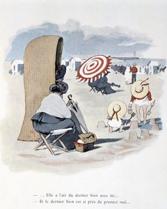 Plážová scéna ve filmu „Etoile de mer“. A. Guillaume. Edice Simonis Empis, Paříž od Albert Guillaume