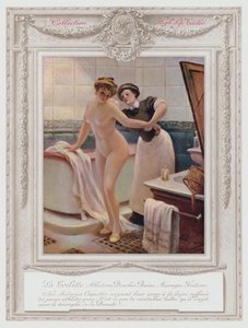 Belle Epoque Paris, módní dáma ve vaně od Albert Guillaume