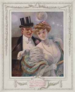Belle Epoque Paris, módní dáma se svým obdivovatelem (barva lito) od Albert Guillaume