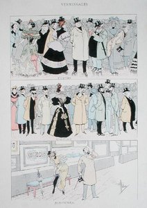 Otevření galerie, cca 1900 (barevné lito) od Albert Guillaume