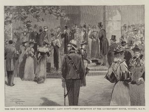 První přijetí nové guvernérky Nového Jižního Walesu lady Duffové ve vládním domě v Sydney, Nový Jižní Wales
