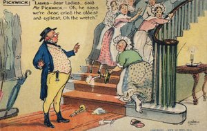 Pan Pickwick uráží skupinu žen (chromolitho)