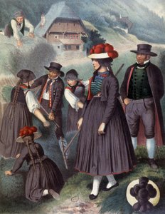 Rolníci v okolí Badenu, kolem roku 1860 (rytina) od Albert Kretschmer