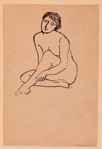 Nahá žena sedí (pero a inkoust na papíře) od Albert Marquet