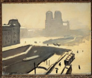 Paříž v zimě (Le pont Saint-Michel od Albert Marquet