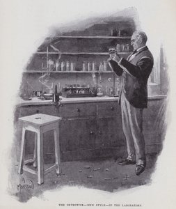Detektiv, nový styl, v laboratoři (litho)