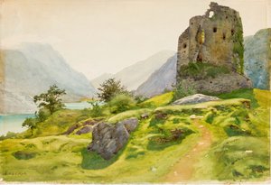Horská krajina s ruinami