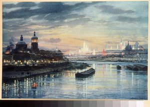 Iluminace a Moskva (Iluminace v Moskvě). Kresba Alberta Nikolajeviče Benoise (1852-1936). Barevná litografie, ruské umění 19. století. Ruská státní knihovna, Moskva. od Albert Nikolayevich Benois