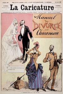 Pár se vzal a pak se rozvedl, „Le Manuel du rozvod“ od Chicaneaua, ilustrace Albert Robida (1848-1926), couv. "" Karikatura "", 30/04/1887. od Albert Robida