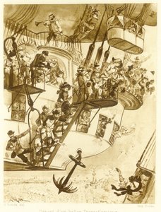 Départ d?un ballon transatlantique, z Le Vingtieme Siecle, hospoda. 1883 od Albert Robida
