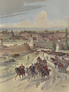 Francois I. pracuje na pařížských hradbách od Albert Robida