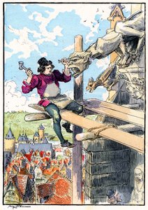 Sochař chrlič na lešení v 15. století od Albert Robida