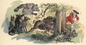 Ilustrace Albert Robida v „“Historie a dobrodružství barona de Munchausen“ (Munchhausen), H. Laurens Ed., konec 19. století.““ od Albert Robida