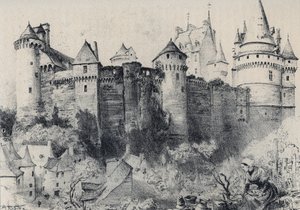 Zámek fort de Vitre v Ille-et-Vilaine - Stará Francie - Bretaň - text, kresby a litografie, Albert Robida (1848-1926) nedatováno konec 19. století od Albert Robida