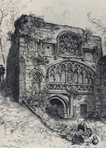 La fontaine des carmelites in morlaix - Stará Francie - Bretaň - text, kresby a litografie, Albert Robida (1848-1926) nedatováno konec 19. stol. od Albert Robida