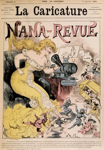 Nana-Revue: karikatura o Zole a jejím díle „“Nana““ od Robidy – v „“La Caricature“““ z 3.1.1880 od Albert Robida