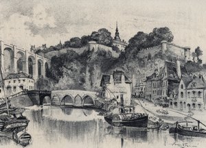 Město Dinan - Stará Francie - Bretaň - text, kresby a litografie, Albert Robida (1848-1926) nedatováno konec 19. stol. od Albert Robida