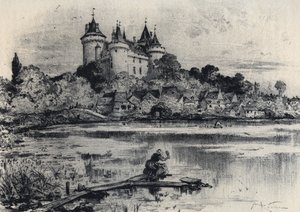 Zámek Combourg v Ille-et-Vilaine - Stará Francie - Bretaň - text, kresby a litografie, Albert Robida (1848-1926) nedatováno konec 19. stol. od Albert Robida
