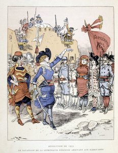 Revoluce roku 1953: prapor ženské nadvlády přijíždějící na barikády – v „20. století“ od Robidy od Albert Robida