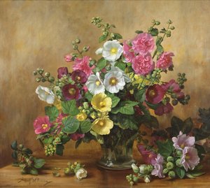 AB257 Hollyhocks z konce září od Albert Williams