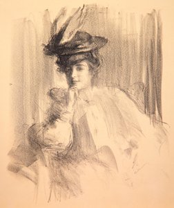 Lili s péřovým kloboukem, 1907 od Albert de Belleroche