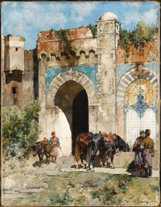 Napájení koní, 1880 od Alberto Pasini
