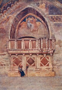 Kazatelna, Dolní kostel, S Francesco, Assisi (barevná litografie) od Alberto Pisa