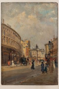 Regent Street (olej na desce) od Alberto Pisa