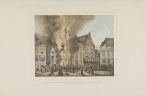 Pohled na vypuknutí požáru v Middelburgu. v neděli 28. června 1857 (název na objektu) od Albertus Anthonius Nunnink