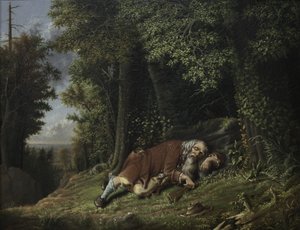 Rip Van Winkle Asleep, 1879-80 (olej na plátně)