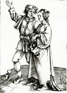 Rustikální pár, vyrytý Johannesem Wierixem, kolem roku 1565 (rytina) od Albrecht (after) Durer or Duerer