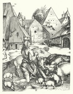 Marnotratný syn (rytina) od Albrecht (after) Durer or Duerer