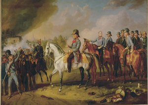 Polní maršál Johann Joseph Wenzel Radetzky a jeho generální štáb před Milánem ... (malba na plátně) od Albrecht Adam