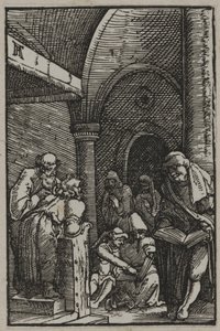 Kristus mezi lékaři, kolem 1515 (dřevořez) od Albrecht Altdorfer