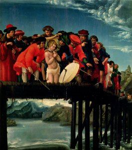 Německy: Brückensturz des hl. Florian Umučení svatého Floriána od Albrecht Altdorfer