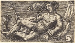 Neptun na mořské příšeře od Albrecht Altdorfer