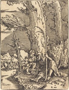 Svatý Kryštof sedící u břehu řeky od Albrecht Altdorfer
