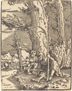 Svatý Kryštof sedící u břehu řeky od Albrecht Altdorfer