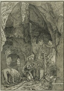 Svatý Jeroným v kajícnosti, v jeskyni od Albrecht Altdorfer