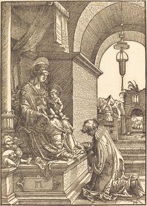 Prosebník klečí před Pannou a Dítětem od Albrecht Altdorfer