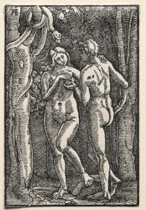 Pád a vykoupení člověka: Adam a Eva jedli zakázané ovoce od Albrecht Altdorfer