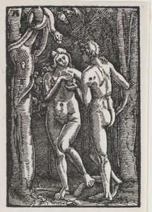 Pád a vykoupení člověka: Adam a Eva jedli zakázané ovoce od Albrecht Altdorfer