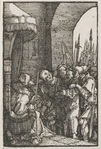 Pád a vykoupení člověka: Kristus před Pilátem od Albrecht Altdorfer