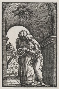 Pád a vykoupení člověka: Objetí Joachima a Anny u Zlaté brány od Albrecht Altdorfer