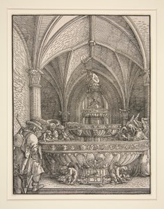 Svatá rodina na útěku do Egypta u fontány od Albrecht Altdorfer