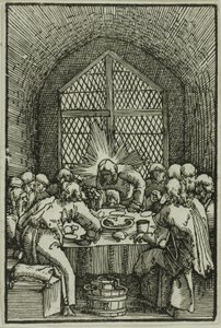 Poslední večeře z knihy Pád a vykoupení člověka od Albrecht Altdorfer