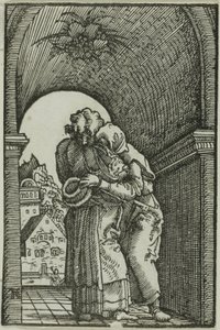 Setkání Joachima a Anny, z Pádu a vykoupení člověka od Albrecht Altdorfer