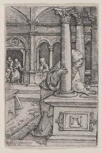 Panna hledá Ježíše v chrámu od Albrecht Altdorfer