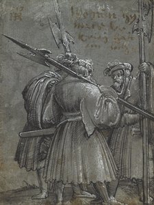 Tři noční hlídač, 1513 (kresba na modrošedém papíře) od Albrecht Altdorfer