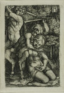 Dva satyři bojující o nymfu od Albrecht Altdorfer